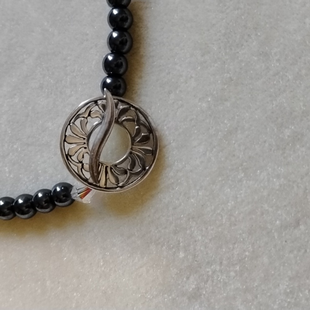 HAND CRAFTED TOURMILATED QUARTZ AND DRUZY NECKLACE WITH STERLING SILVER ARTISAN - Picture 6 of 9